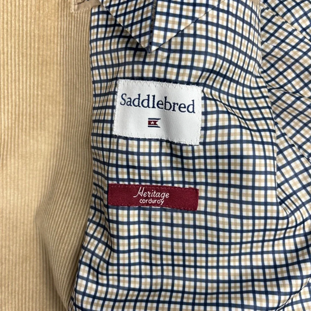 Saddlebred Heritage Corduroy Blazer Tan‎ Elbow Patches Mens 42L